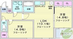 トレヴェンティ美術館西 2LDKの間取図画像