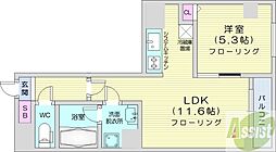 エステラ南3条館A 1LDKの間取図画像