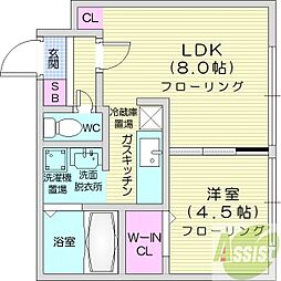 メビウス 1DKの間取図画像