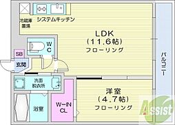 COCO 1LDKの間取図画像