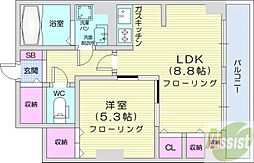 レジデンスカープ札幌 1LDKの間取図画像
