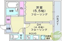 プレサント北35条 1DKの間取図画像