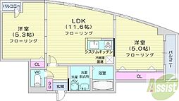 partire創成イースト 2LDKの間取図画像