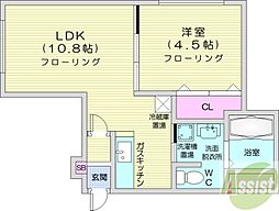 パールハイム桑園 1LDKの間取図画像