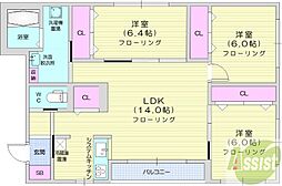 グランメールハピネス 3LDKの間取図画像