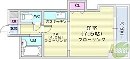 プレサント南5西9 1DKの間取図画像