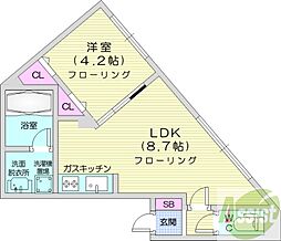 レジデンスキクスイ 1LDKの間取図画像