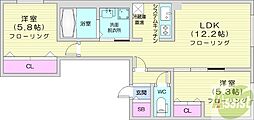 札幌市中央区南十二条西18丁目マンション 2LDKの間取図画像