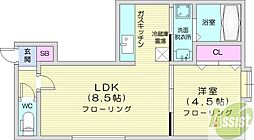 パークヒルズ中島公園 1LDKの間取図画像