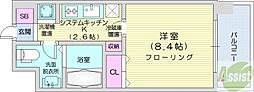 RESIDIAKITA-SANJO 1Kの間取図画像