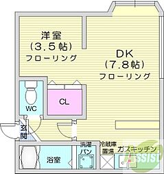 元町クラブハウス 1LDKの間取図画像