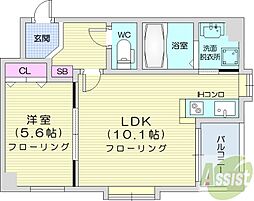NOVAクリスタル 1LDKの間取図画像