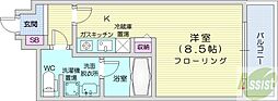PRIMECHIJIKOUKAN ワンルームの間取図画像