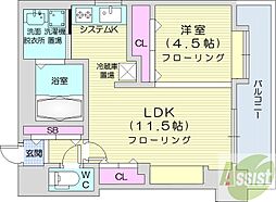 ピュア東彩館2 1LDKの間取図画像