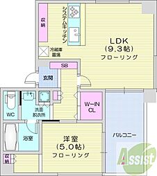 アルファスクエア大通西17 1LDKの間取図画像