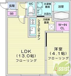 北斗エンブレム札幌 1LDKの間取図画像
