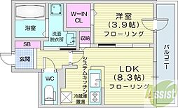 ALPHASQUARE北12西3 1LDKの間取図画像