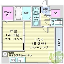 スペチアーレ大通 1LDKの間取図画像