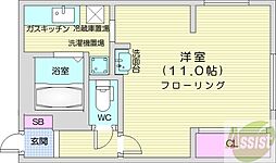エスペラント 1Kの間取図画像