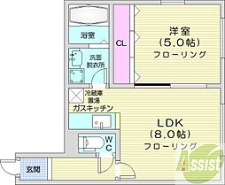 ステージノア北円山 1LDKの間取図画像