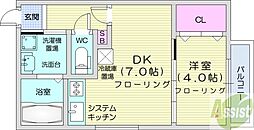 ラフィーネ北20条ウエスト 1DKの間取図画像