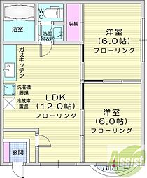 ドリームハウス20 2LDKの間取図画像