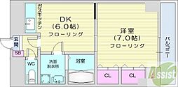 ル・ノルド 1DKの間取図画像