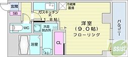 ルーブル4条館 1Kの間取図画像