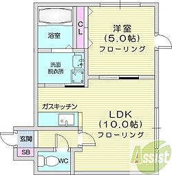 ライツェント27 1LDKの間取図画像