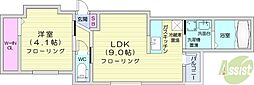 フェリス円山 1LDKの間取図画像