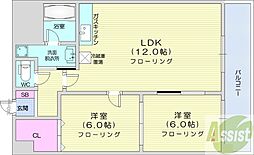 プルモーサス 2LDKの間取図画像