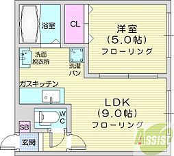 ノースパレスN42 1LDKの間取図画像