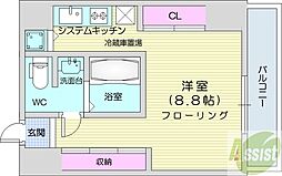 アストリアN6 ワンルームの間取図画像