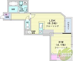 カルフール大通東 1LDKの間取図画像