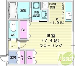 FLOSPROVA 1Kの間取図画像