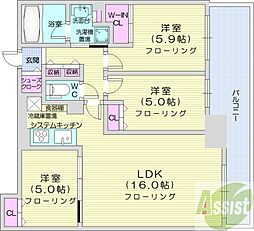 ザ・グランアルト札幌苗穂ステーションタワー 3LDKの間取図画像