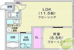 グランディールN9 1LDKの間取図画像