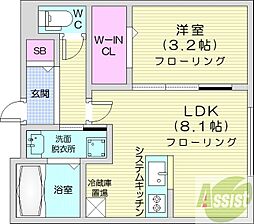 札幌市北区北二十五条西5丁目マンション 1LDKの間取図画像