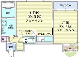 ピースフル山鼻 1LDKの間取図画像