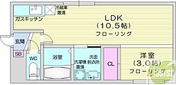 アーバンクラスタ元町2 1LDKの間取図画像