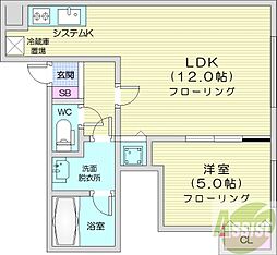 豊泉ビルコア177 1LDKの間取図画像
