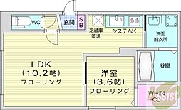 エゾンス西線9条 1LDKの間取図画像