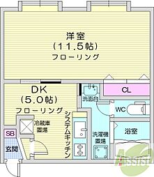 Mtria西麻生 1DKの間取図画像