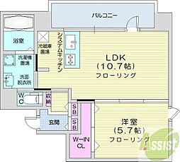 オルムドグランメール大通 1LDKの間取図画像