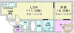 ラグーサN5W17A 1LDKの間取図画像