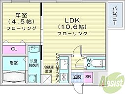 スリーナインYG 1LDKの間取図画像