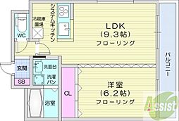 レジディア札幌駅ノース 1LDKの間取図画像