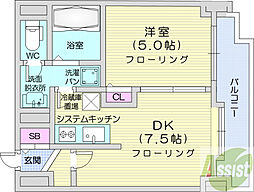 サンハイツ北大前 1DKの間取図画像
