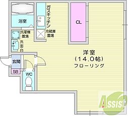 アーバンテラスN37 1Kの間取図画像