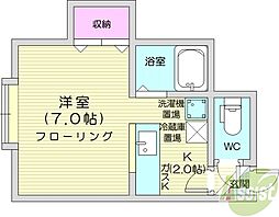ライフステージ北26条 ワンルームの間取図画像